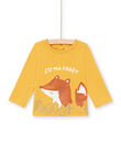 Baby boy's mustard fox and forest long sleeve T-shirt MUSAUTEE2 / 21WG10P2TMLB106