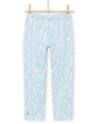 Blue lined pyjama set with unicorn pattern child girl MEFAPYJFUR / 21WH1193PYJ201