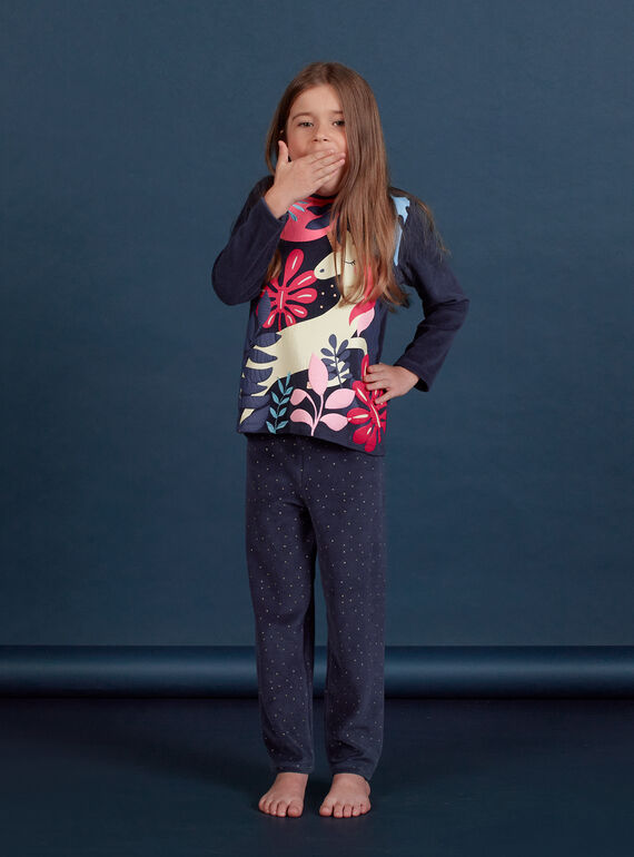 Pyjamas in velvet with phosphorescent unicorn motif child girl MEFAPYJORN / 21WH1181PYJ070