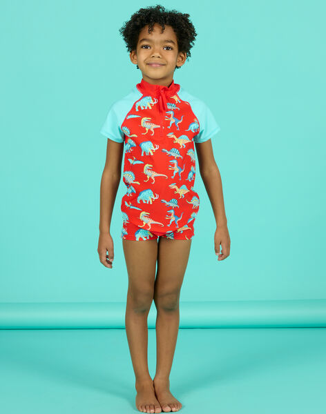 Red and orange swimsuit with dinosaur print child boy NYOMERSHODIN / 22SI02L4MAIF527