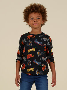 Boy's black tiger print long sleeve t-shirt MOHITEE3 / 21W902U2TMLJ915