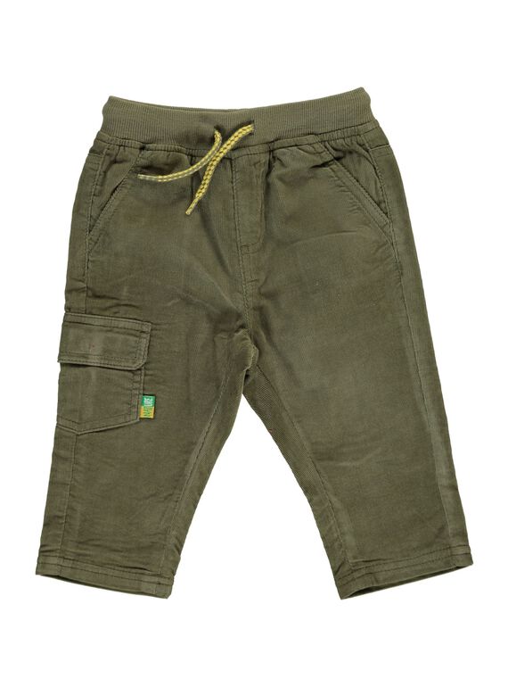 Baby boys' khaki velour trousers DUJOPAN2 / 18WG1032PAN609