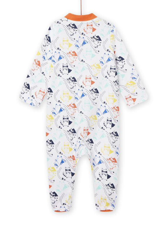 Baby boy white romper with raccoon print NEGAGRELAV / 22SH14G6GRE000