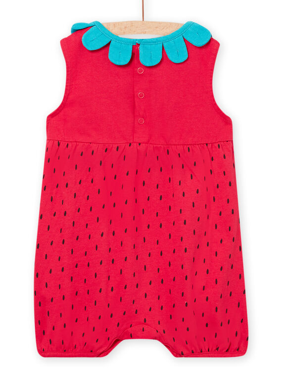 Baby girl peony jumpsuit with strawberry pattern NEFIGREFLO / 22SH13H2GREF510