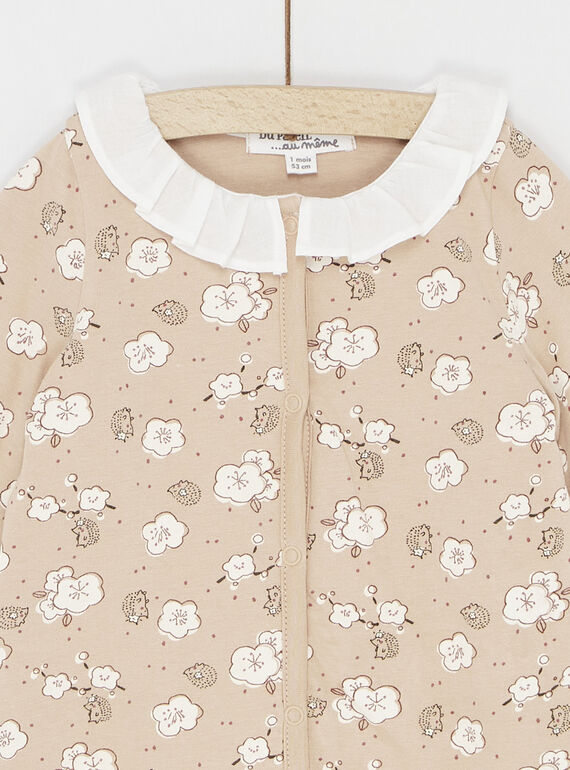 Vintage pink romper with floral print SOU1GRE1 / 23WF0311GRED332