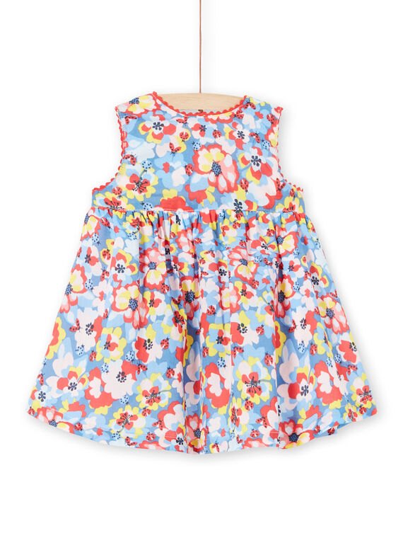 Blue and red baby girl floral print dress LICANROB2 / 21SG09M4ROB706