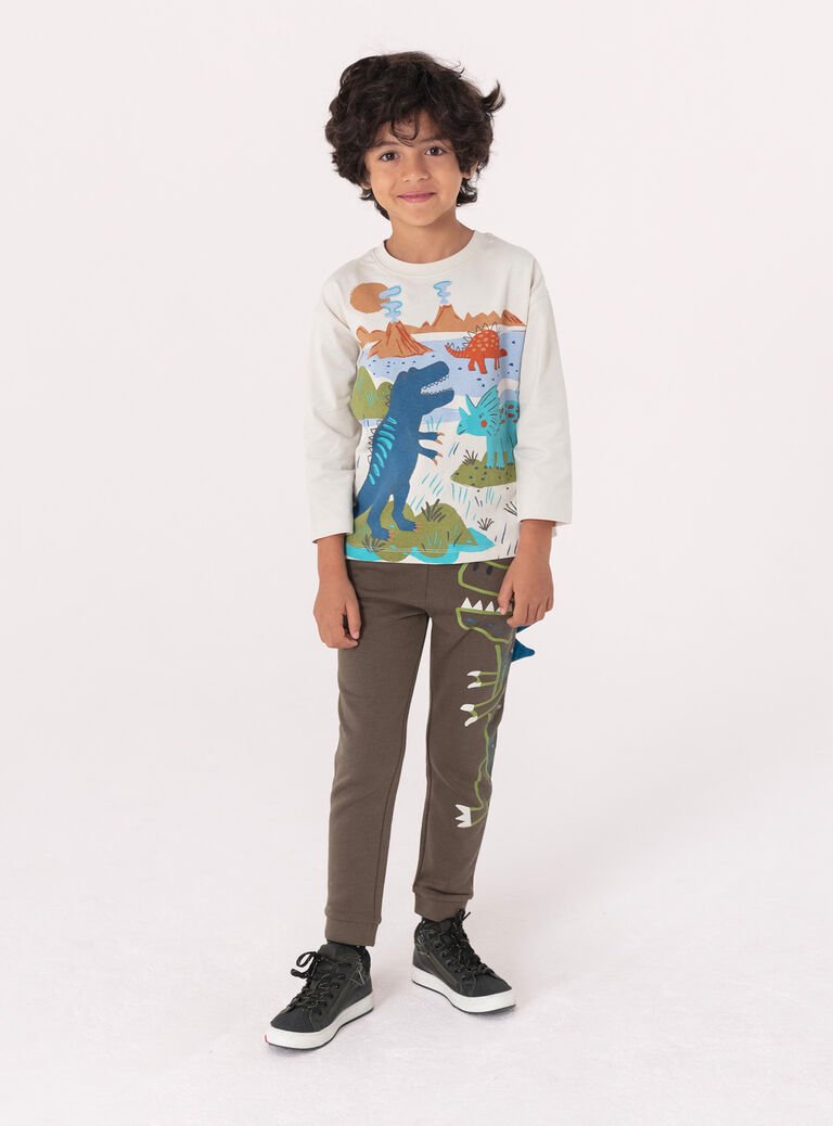 Khaki dinosaur animation jogging for boys  VOKLIJOG / 24W90241JGB609