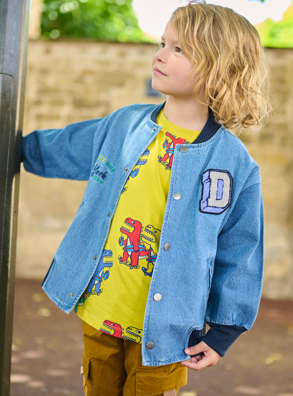 Blue two-component jacket in denim and fleece SOLINGIL / 23W902H1GILP274