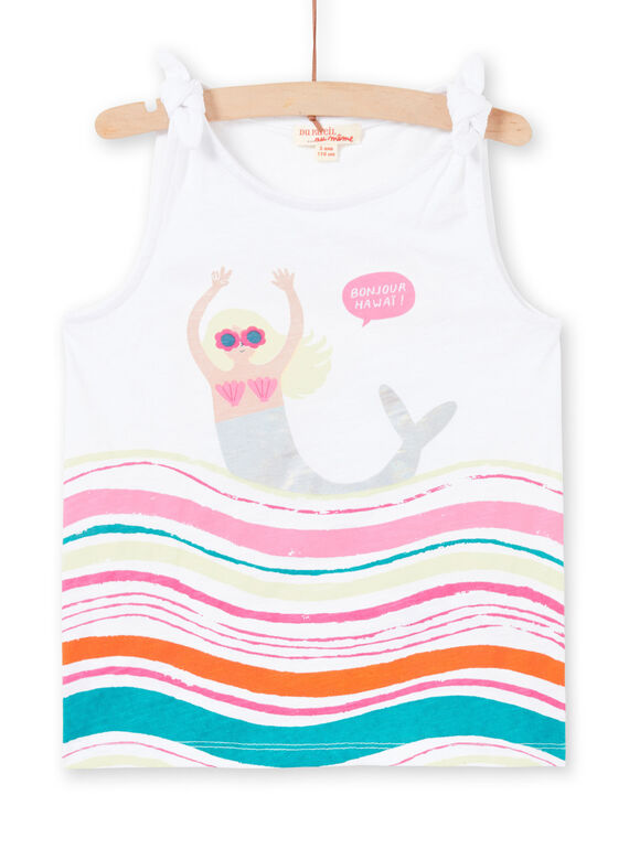 White tank top with mermaid and waves design for girl LABONDEB2 / 21S901W2DEB000