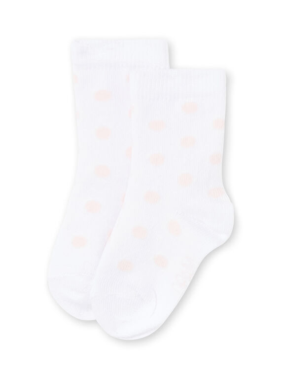 Baby girl white socks with pink polka dots MYIJOSOQ1 / 21WI091BSOQA001