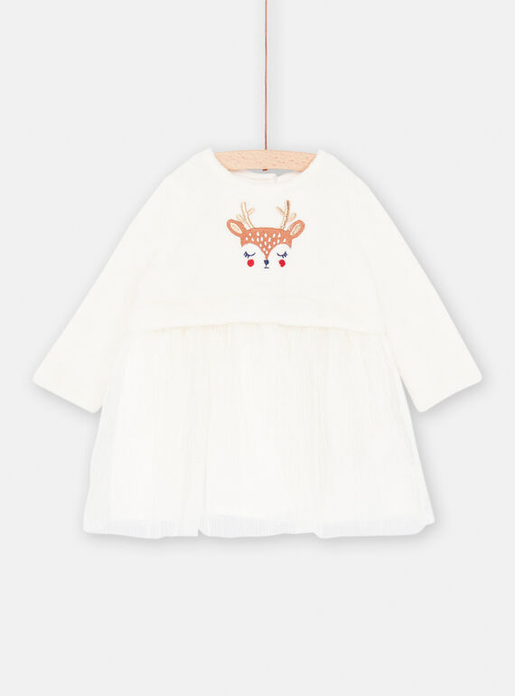 Baby girl's ecru Christmas dress SIWAYROB2 / 23WG09S1ROB001