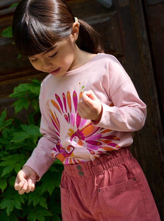 Pink T-shirt with parakeet animation SACOUTEE4 / 23W901L4TMLD329