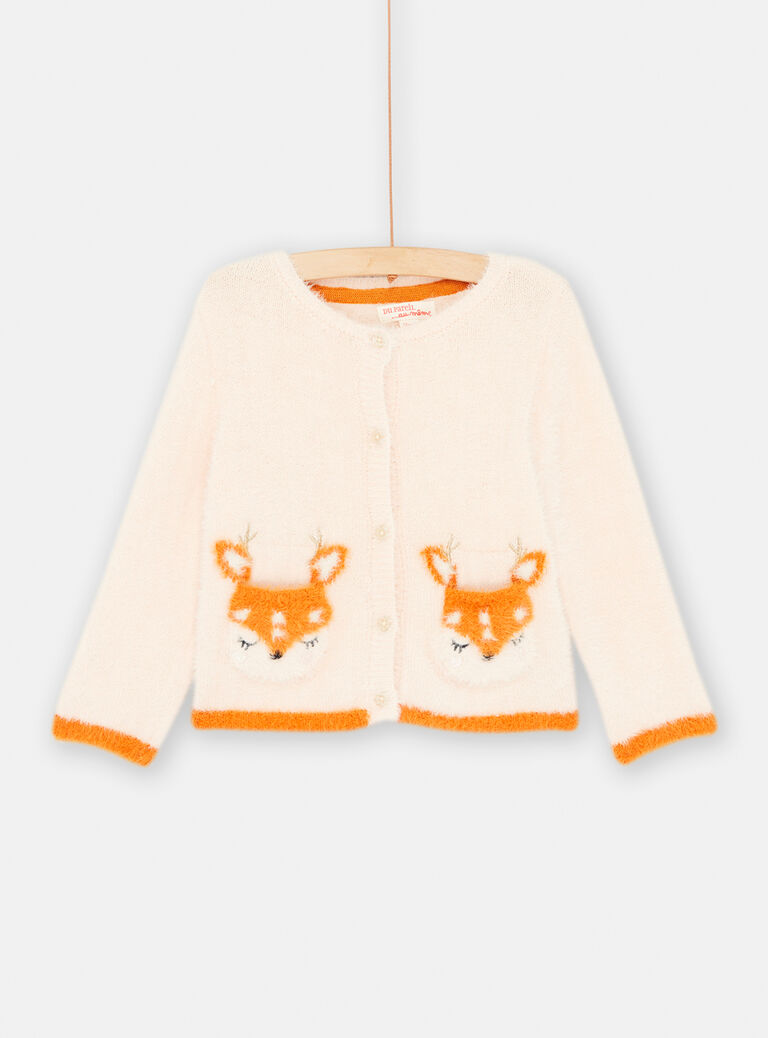 Pink and orange cardigan for baby girl SIKHOCAR2 / 23WG09Q2CAR318