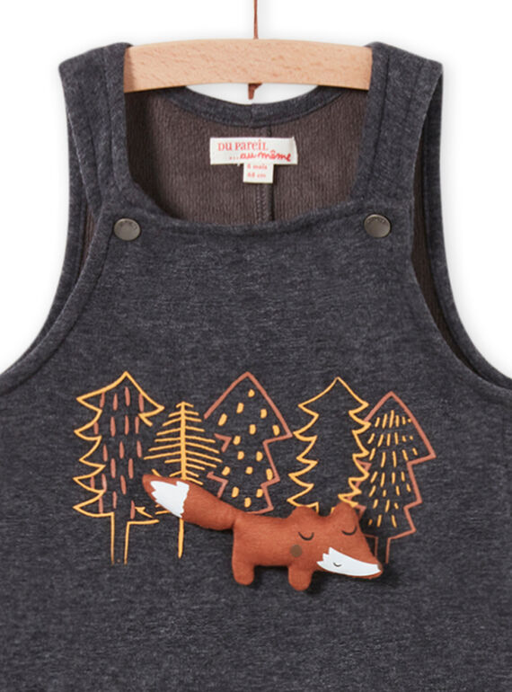 Baby boy charcoal grey overalls with fancy foxes MUSAUSAL / 21WG10P1SAL944