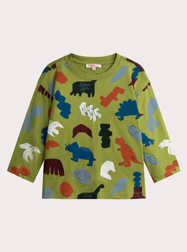 Dinosaur printed apple green T-shirt for boys  VOKLITEE3 / 24W90244TML617