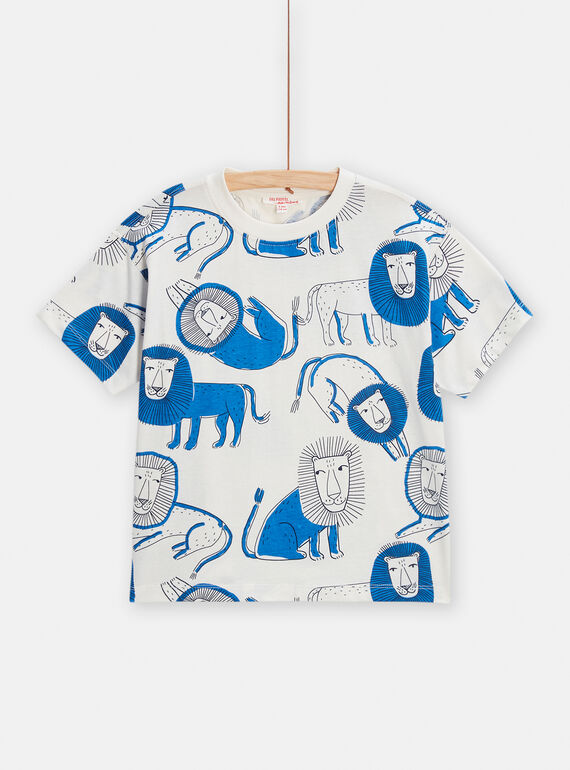Boy's blue lion print T-shirt TOJOTIAOP3 / 24S902B5TMC001