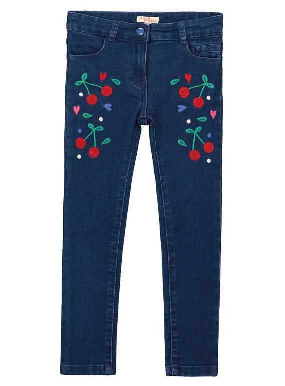 Girls' embroidered slim jeans FACOJEAN / 19S90181JEAK005