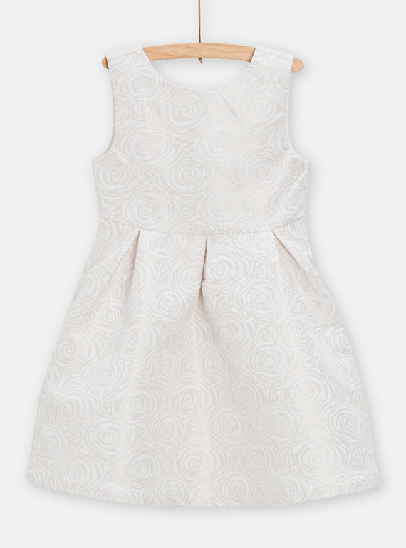 Girls cream dress with floral relief pattern TAPOROB2 / 24S901M3ROB001