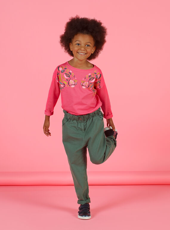 Girl's khaki twill paperbag pants MAKAPANT / 21W901I1PAN626