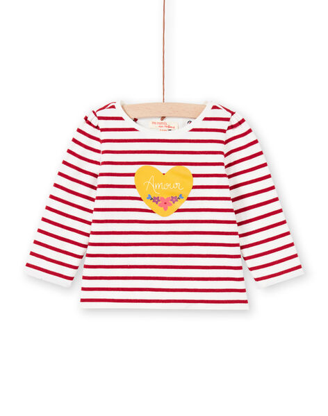 Baby girl's white and red reversible T-shirt MIMIXTEE / 21WG09J1TML001