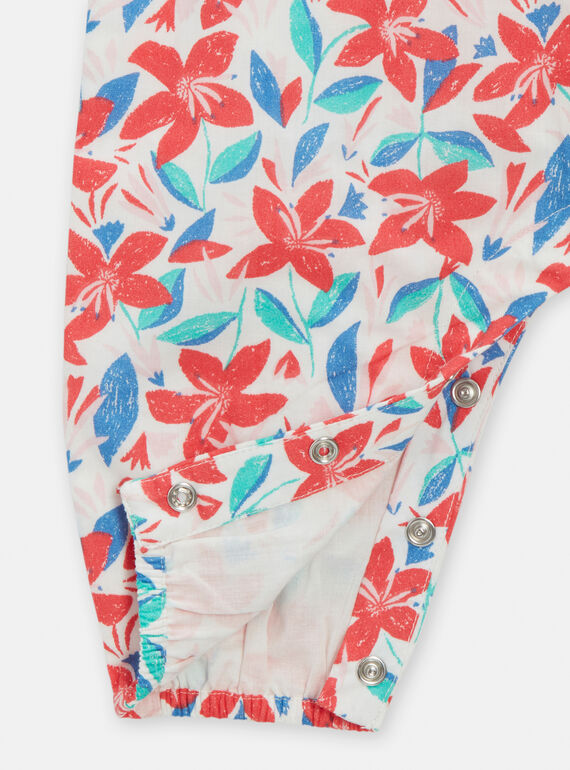 Ecru overalls with floral print for baby girls TICLUSAL / 24SG09O1SAL001