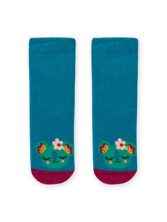 Turquoise blue socks with animal print baby girl MYIJOSOQB3 / 21WI0915SOQC217