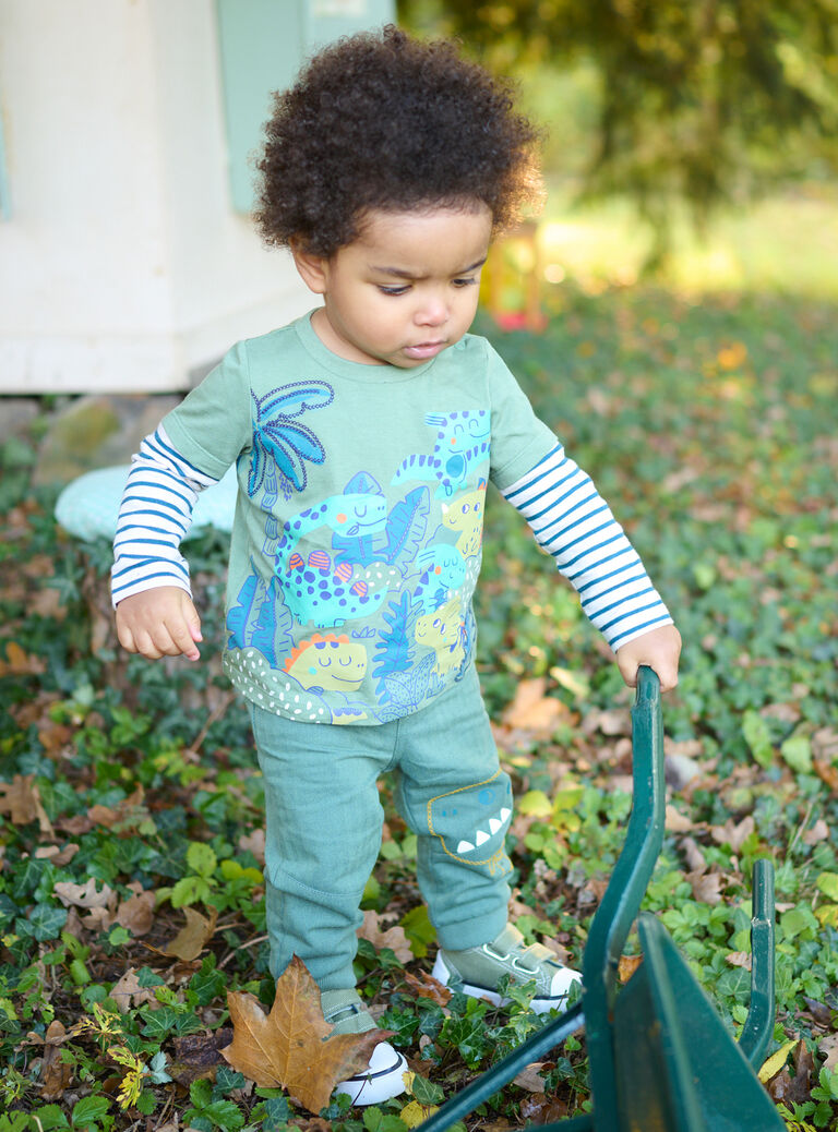 Baby boy's lime-green dinosaur T-shirt SUVERTEE2 / 23WG10J2TMLG619