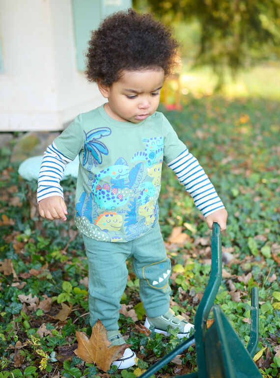 Baby boy's lime-green dinosaur T-shirt SUVERTEE2 / 23WG10J2TMLG619