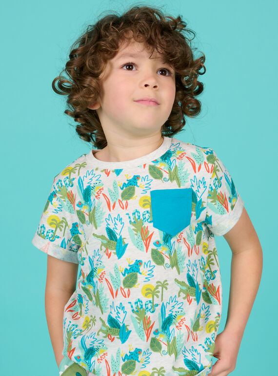 Child boy grey t-shirt with fancy print NOHOTI2 / 22S902T2TMCJ920