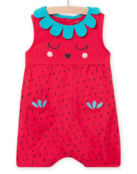 Baby girl peony jumpsuit with strawberry pattern NEFIGREFLO / 22SH13H2GREF510