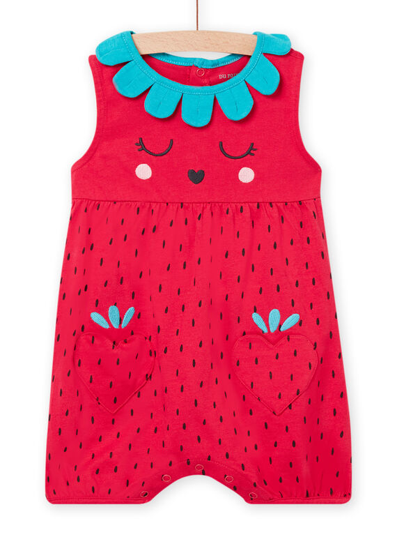 Baby girl peony jumpsuit with strawberry pattern NEFIGREFLO / 22SH13H2GREF510