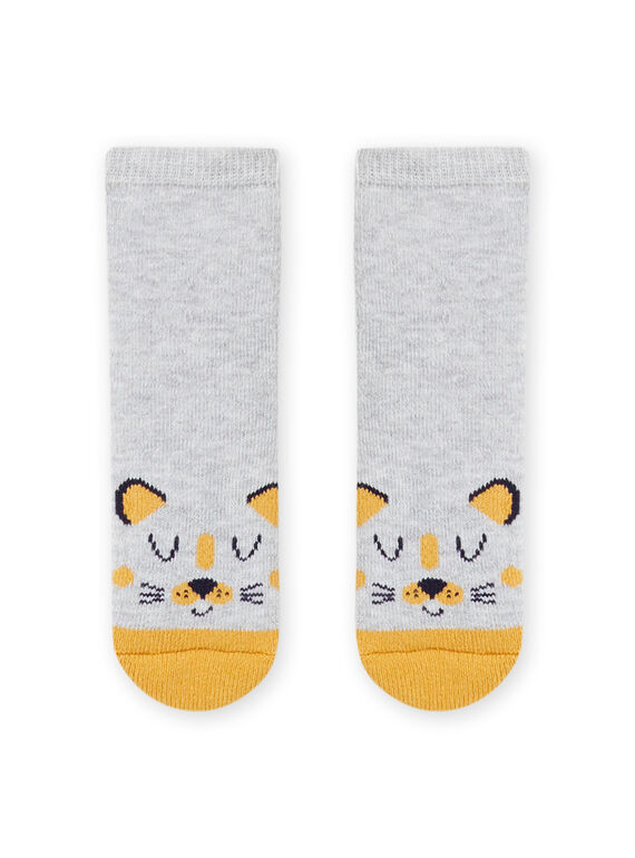 Baby boy's grey leopard print socks MYUJOCHOB1 / 21WI1017SOQ943