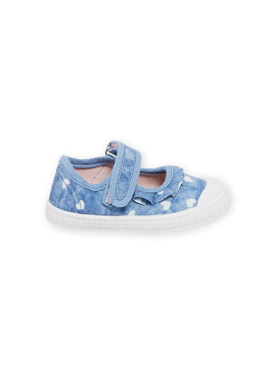Blue slippers with hearts and ruffles print RITOILCOEUR / 23KK3771D17C201