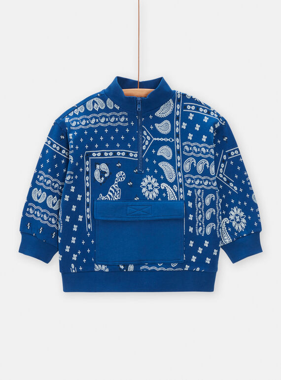 Boy's navy blue paisley sweatshirt TODESWE / 24S902J1SWE070
