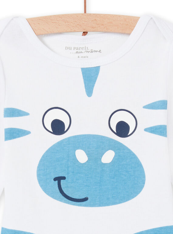 Baby boy's white zebra bodysuit MEGABODZEB / 21WH14C1BDL000