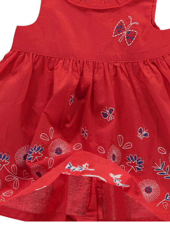 Baby girls' embroidered red dress FITOROB3 / 19SG09L3ROB330