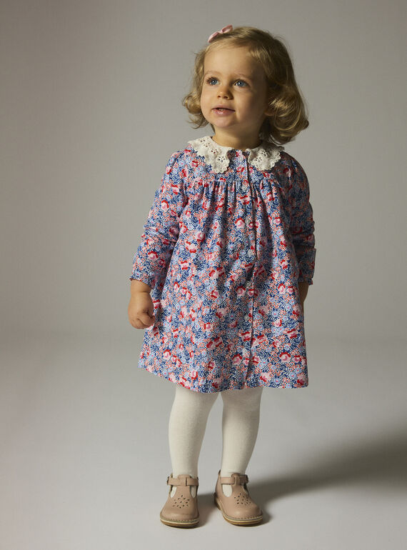 Baby girls' ecru printed dress WIKAROB2 / 25SG0933ROBA001