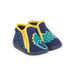 Navy blue and yellow booties with iguana design baby boy