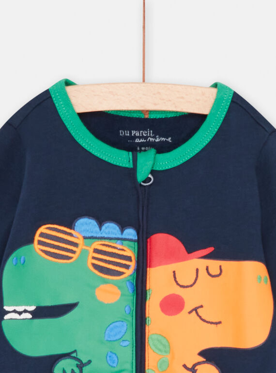 Baby boy midnight blue romper with dinosaur motifs : buy online ...