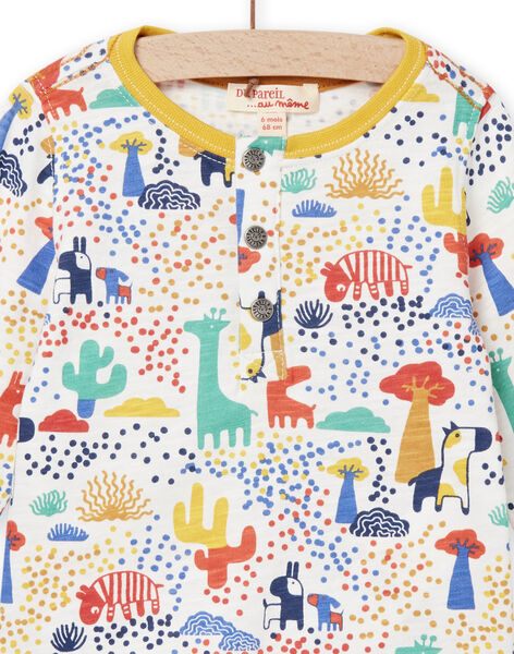 Baby boy's tunisian collar t-shirt with fancy colorful pattern NULUTUN / 22SG10P1TML001