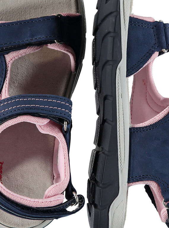 Girls' smart sandals in two fabrics FFSANDION / 19SK35K2D0E070