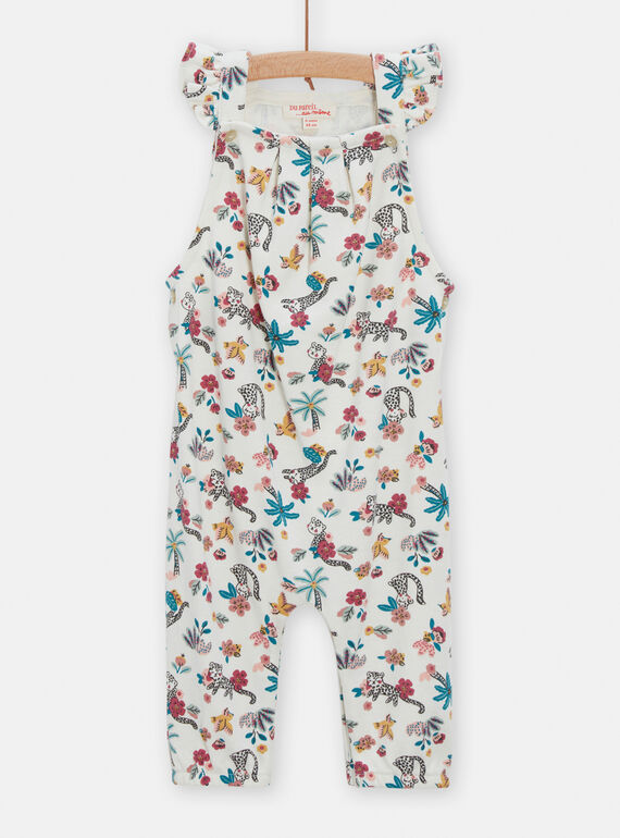 White leopard and flower print jumpsuit for baby girl TICRICOMB / 24SG09L1CBL810