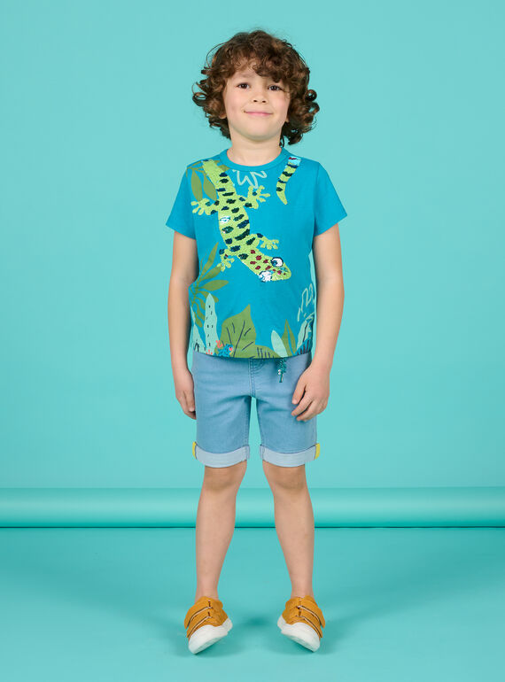 Child boy's light denim shorts with crocodile key ring NOHOBER2 / 22S902T4BERP272