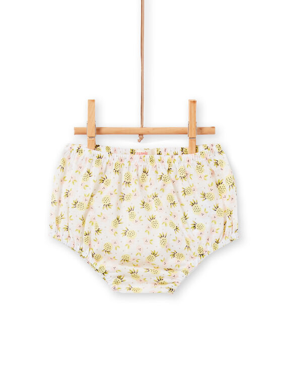 Dress and bloomer ecru and green with pineapple print baby girl LIBALROB3 / 21SG09O1ROB000