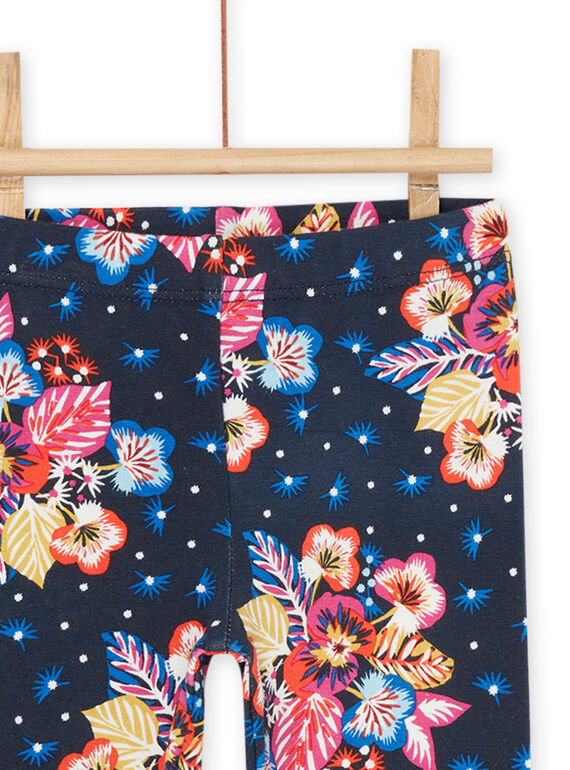 Legging black with multicolored floral print RYIJUNLEG / 23SI09U1CALC243