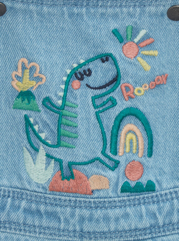 Light blue short overalls with dinosaur print for baby boys TUCOSAC2 / 24SG10N2SACP272