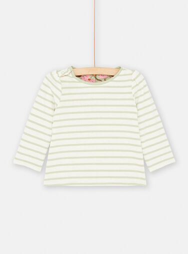 Reversible pink and water green baby girl T-shirt SIVERTEE / 23WG09J1TML001