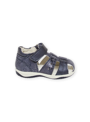 Baby girl navy blue leather sandals NISANDMELANIE / 22KK3742D0E070