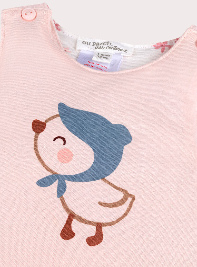 Reversible pink baby dungarees for girls  VOU1SAL1 / 24WF03C1SALD317