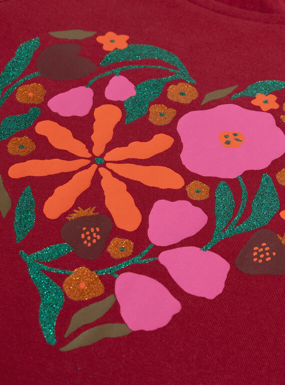T-shirtRed floral heart animation for girls  VAKOTEE3 / 24W90133TMLF529